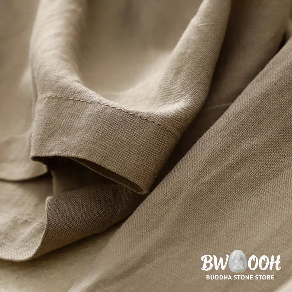 Buddha Stones Summer Plain Color 7-8 Length Cotton Linen Women’s Wide Leg Pants With Pockets Zipper - Women’s Wide Leg