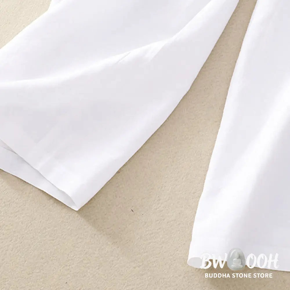 Buddha Stones Summer Plain Color 7-8 Length Cotton Linen Women’s Wide Leg Pants With Pockets Zipper - Women’s Wide Leg