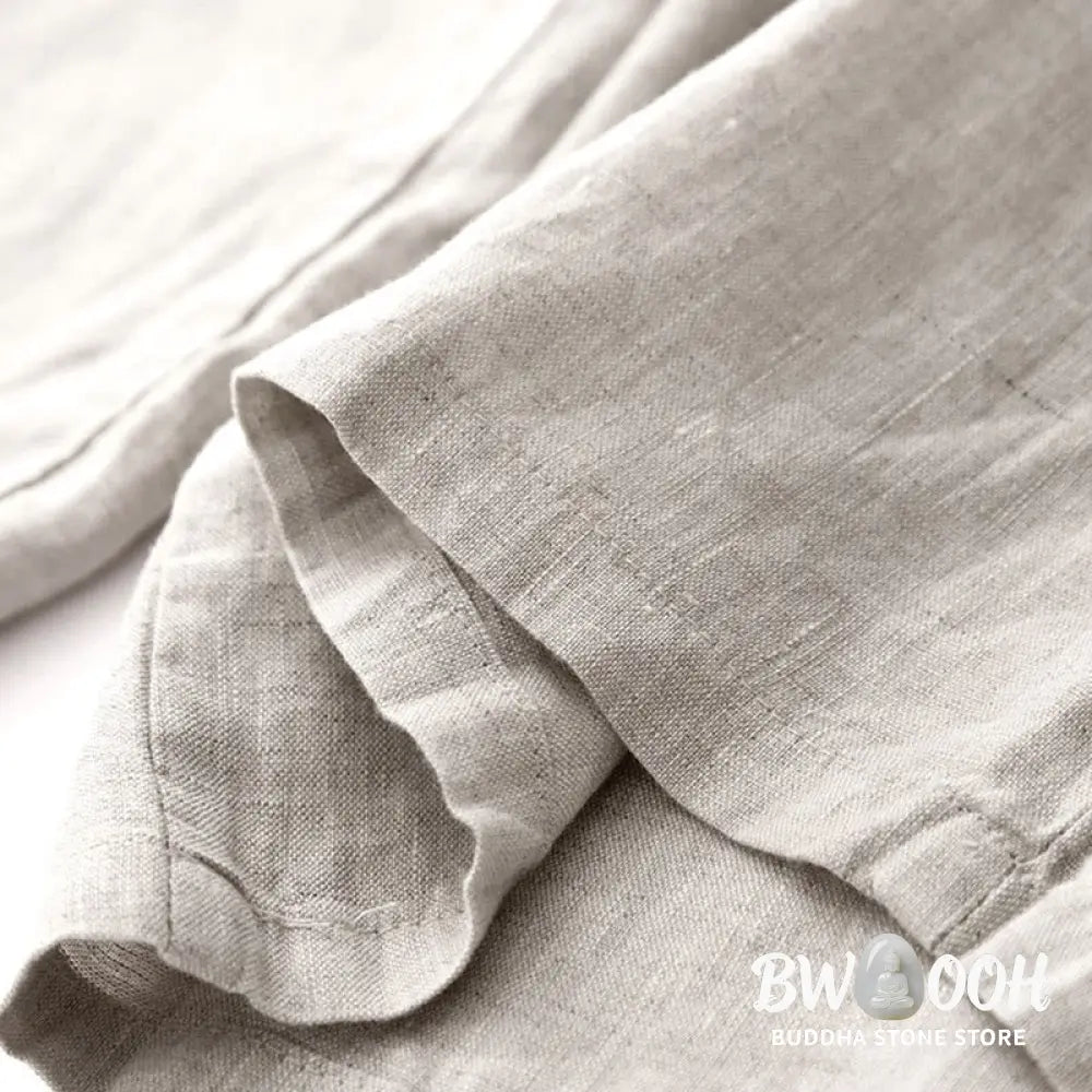 Buddha Stones Summer Plain Color Ankle-Length Drawstring Cotton Linen Women’s Wide Leg Pants With Pockets Zipper