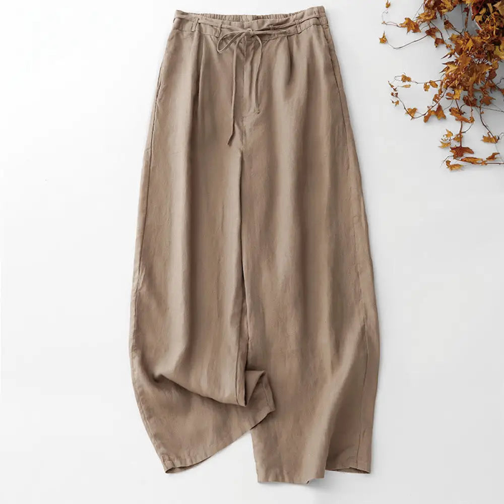 BWOOOH printed wide-leg yoga pants - Summer Plain Color Ankle-Length Drawstri