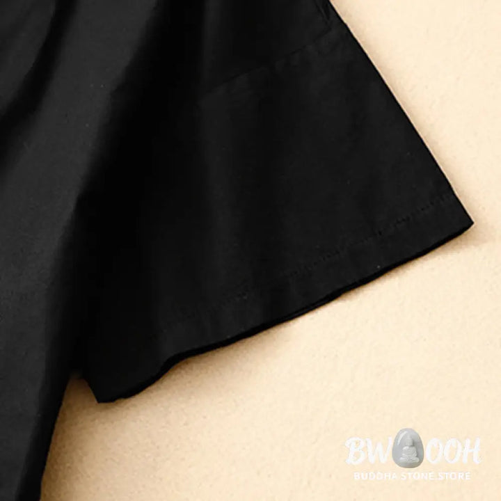 Buddha Stones Summer Plain Crew Neck Simple Short Sleeve Design Midi Dress With Pockets - Midi Dress