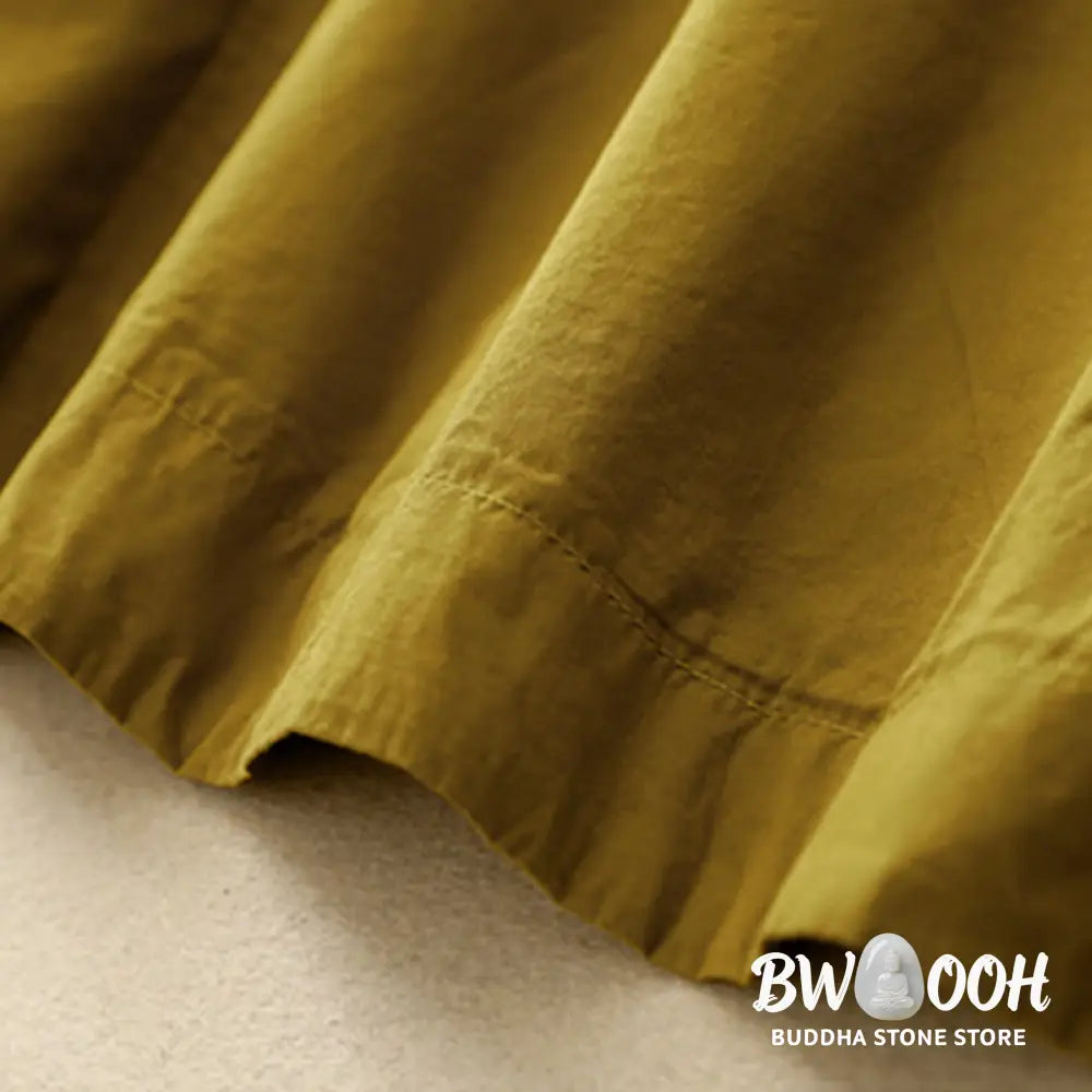 Buddha Stones Summer Plain Crew Neck Simple Short Sleeve Design Midi Dress With Pockets - Midi Dress