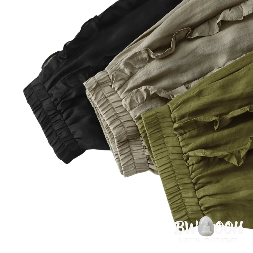 Buddha Stones Summer Plain Ruffle Design Women’s Cotton Skirt - Skirt