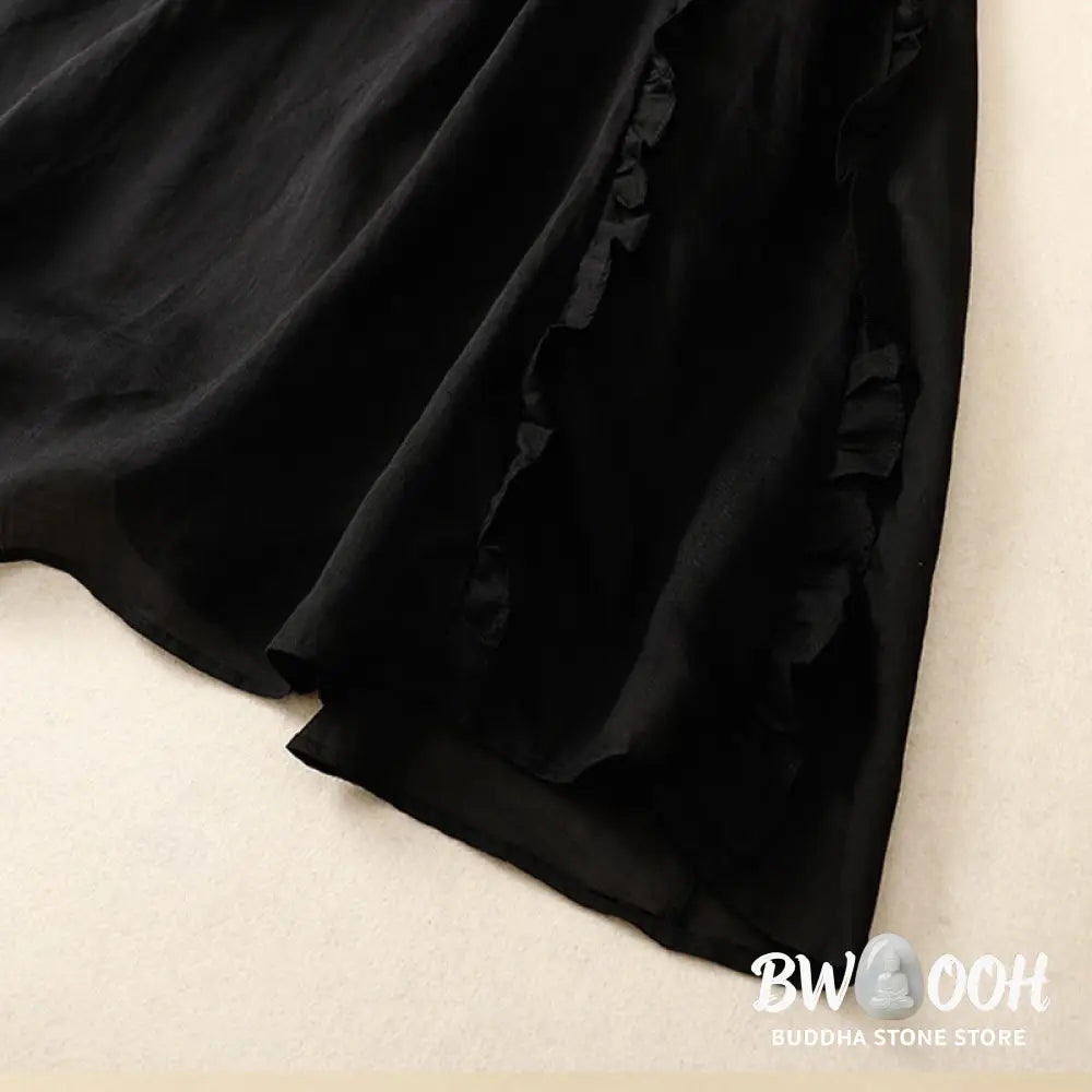 Buddha Stones Summer Plain Ruffle Design Women’s Cotton Skirt - Skirt
