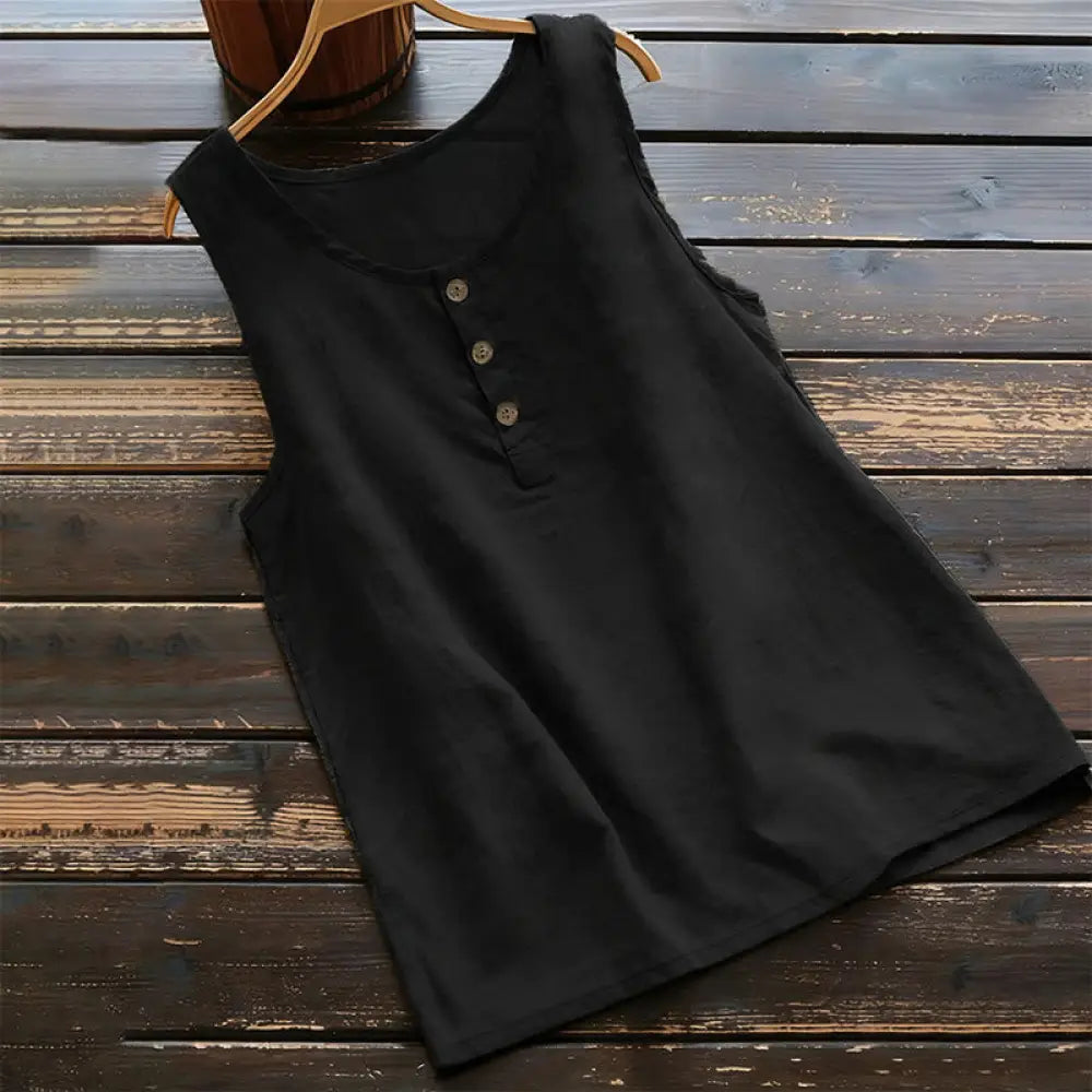 BWOOOH Summer Pure Color Crew Collar Button Women&