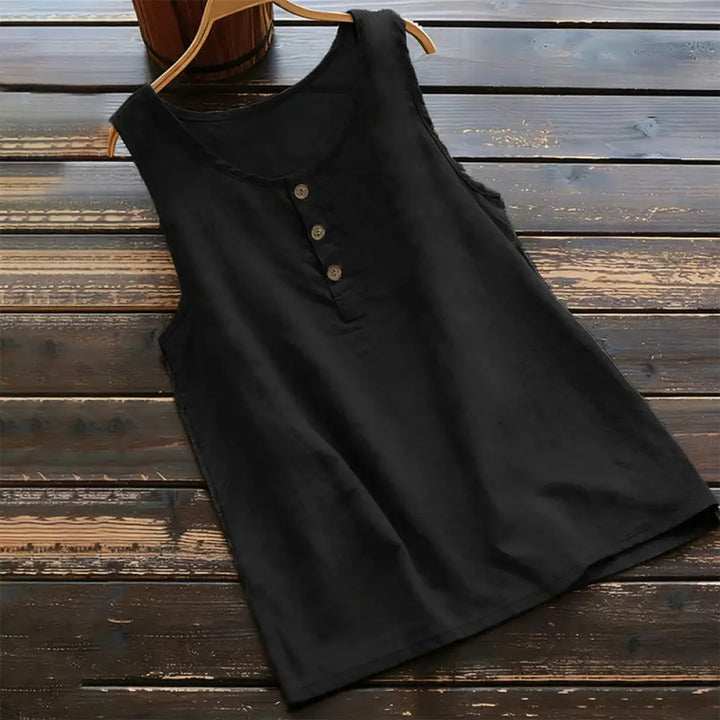 BWOOOH Summer Pure Color Crew Collar Button Women&