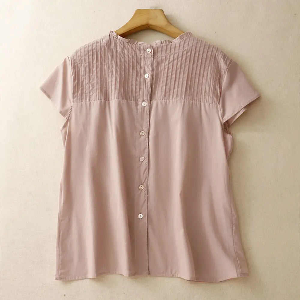 BWOOOH Summer Pure Color Ruffled Pleated Design Women&