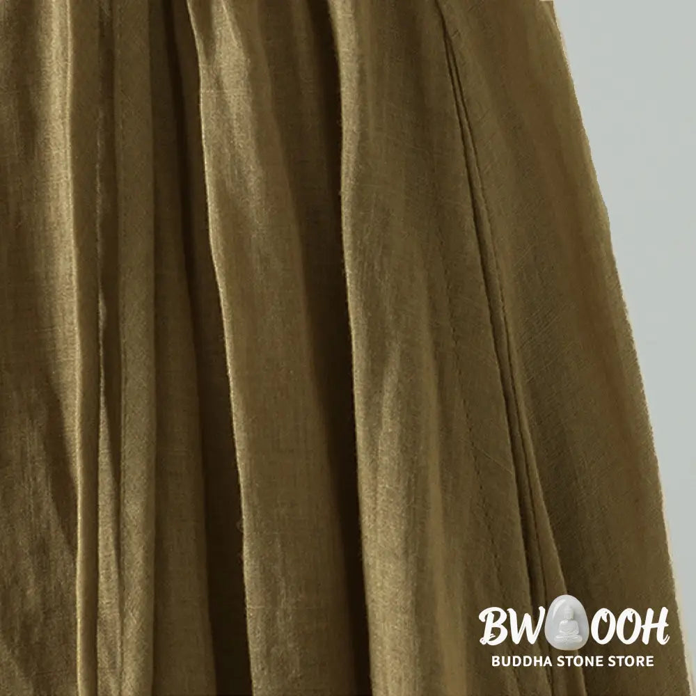 Buddha Stones Summer Retro Pure Color Tassel Design Women’s Skirt With Pockets - Skirt