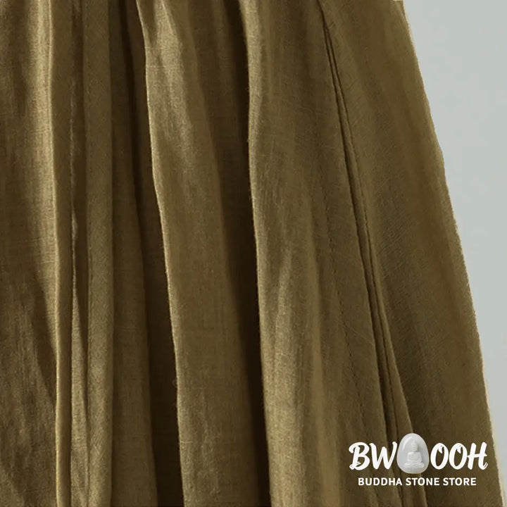 Buddha Stones Summer Retro Pure Color Tassel Design Women’s Skirt With Pockets - Skirt