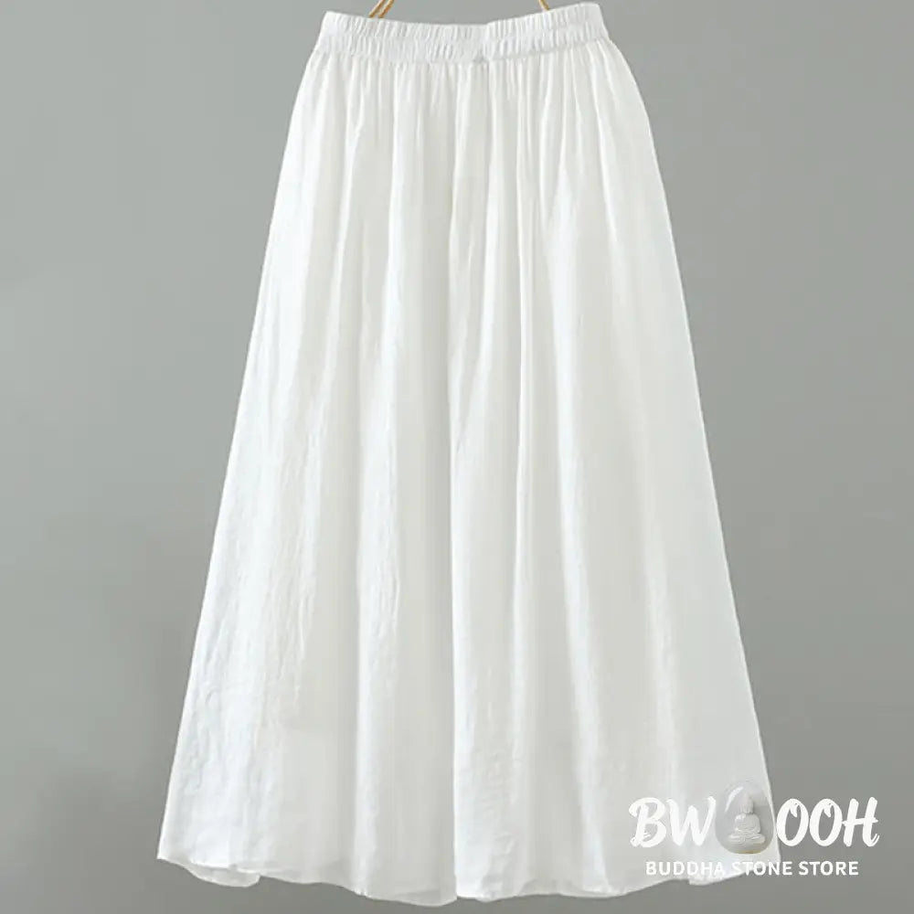Buddha Stones Summer Retro Pure Color Tassel Design Women’s Skirt With Pockets - Skirt