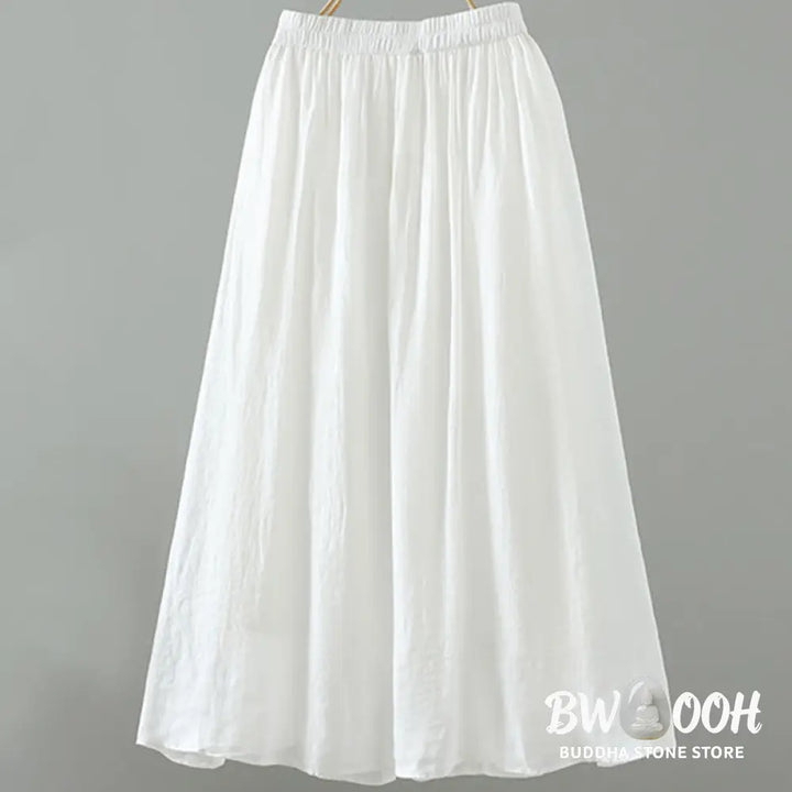 Buddha Stones Summer Retro Pure Color Tassel Design Women’s Skirt With Pockets - Skirt