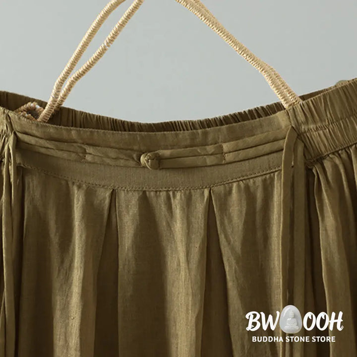 Buddha Stones Summer Retro Pure Color Tassel Design Women’s Skirt With Pockets - Skirt