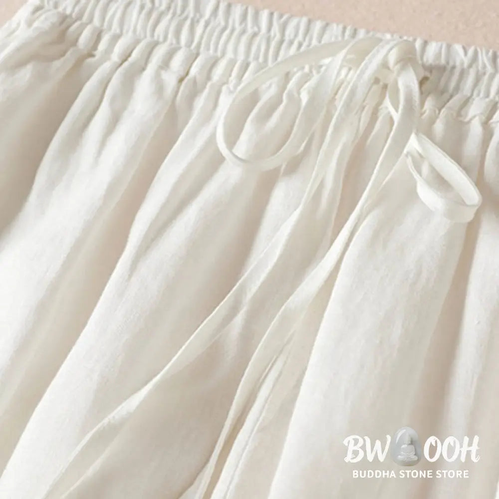 Buddha Stones Summer Small Flower Embroidery Harem Pants With Pockets - Women&