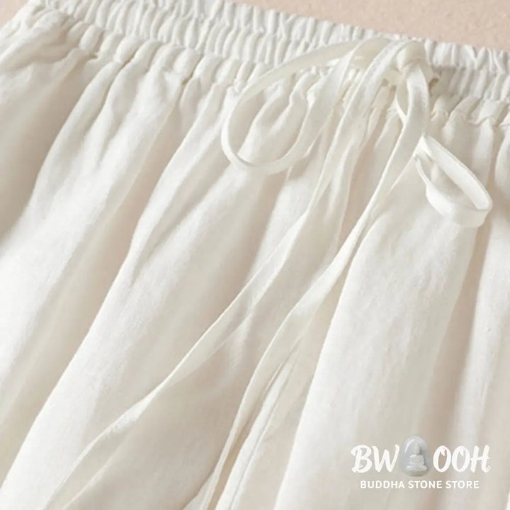 Buddha Stones Summer Small Flower Embroidery Harem Pants With Pockets - Women&
