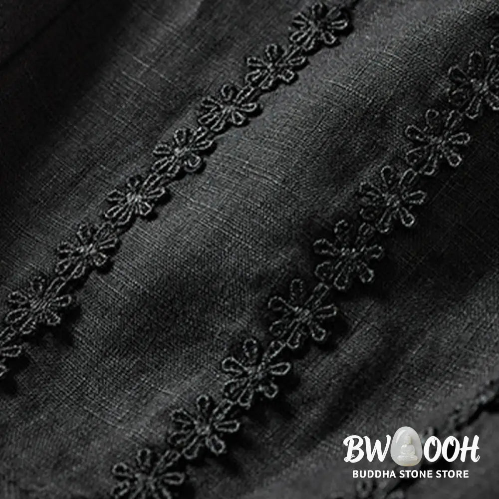 Buddha Stones Summer Small Flower Embroidery Harem Pants With Pockets - Women&