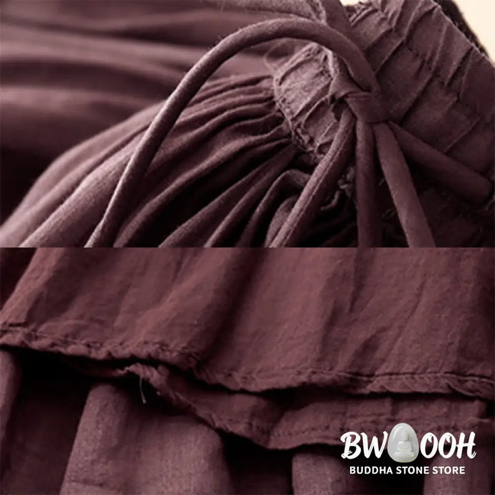 Buddha Stones Summer Solid Color Elastic Waist Drawstring Women’s Skirt - Skirt