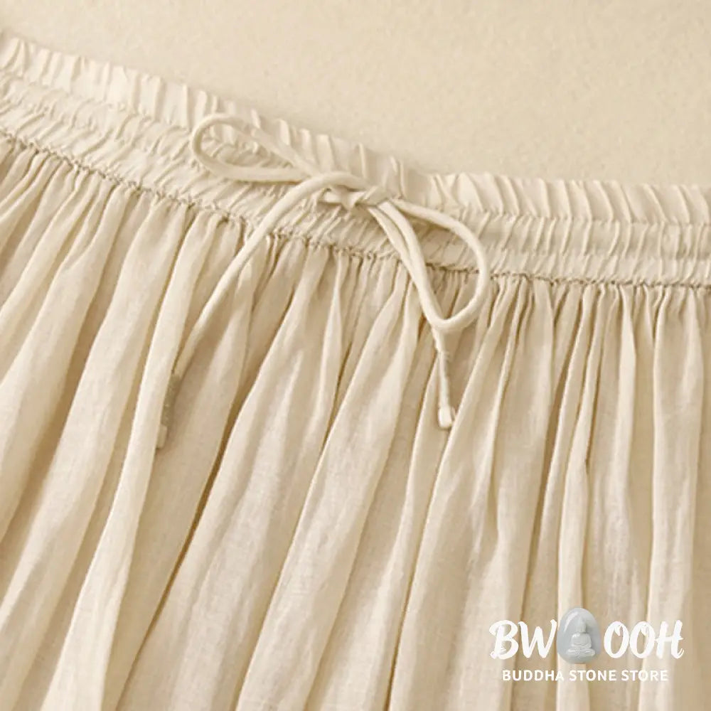 Buddha Stones Summer Solid Color Elastic Waist Drawstring Women’s Skirt - Skirt