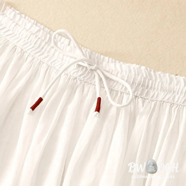 Buddha Stones Summer Solid Color Elastic Waist Drawstring Women’s Skirt - Skirt