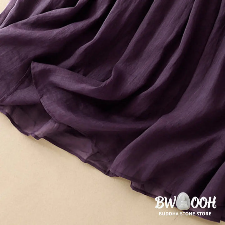 Buddha Stones Summer Solid Color Elastic Waist Drawstring Women’s Skirt - Skirt