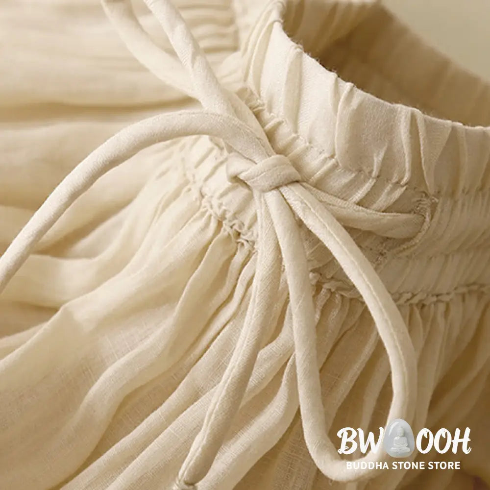 Buddha Stones Summer Solid Color Elastic Waist Drawstring Women’s Skirt - Skirt