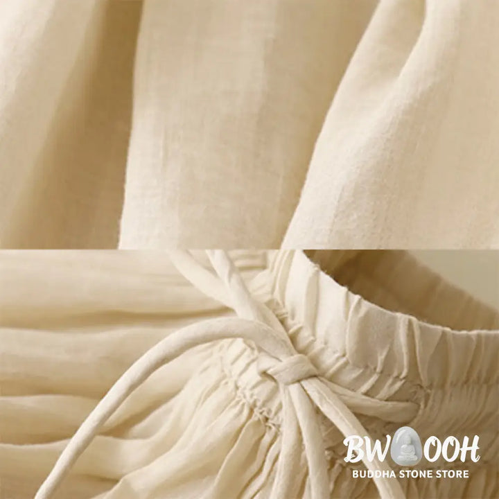 Buddha Stones Summer Solid Color Elastic Waist Drawstring Women’s Skirt - Skirt