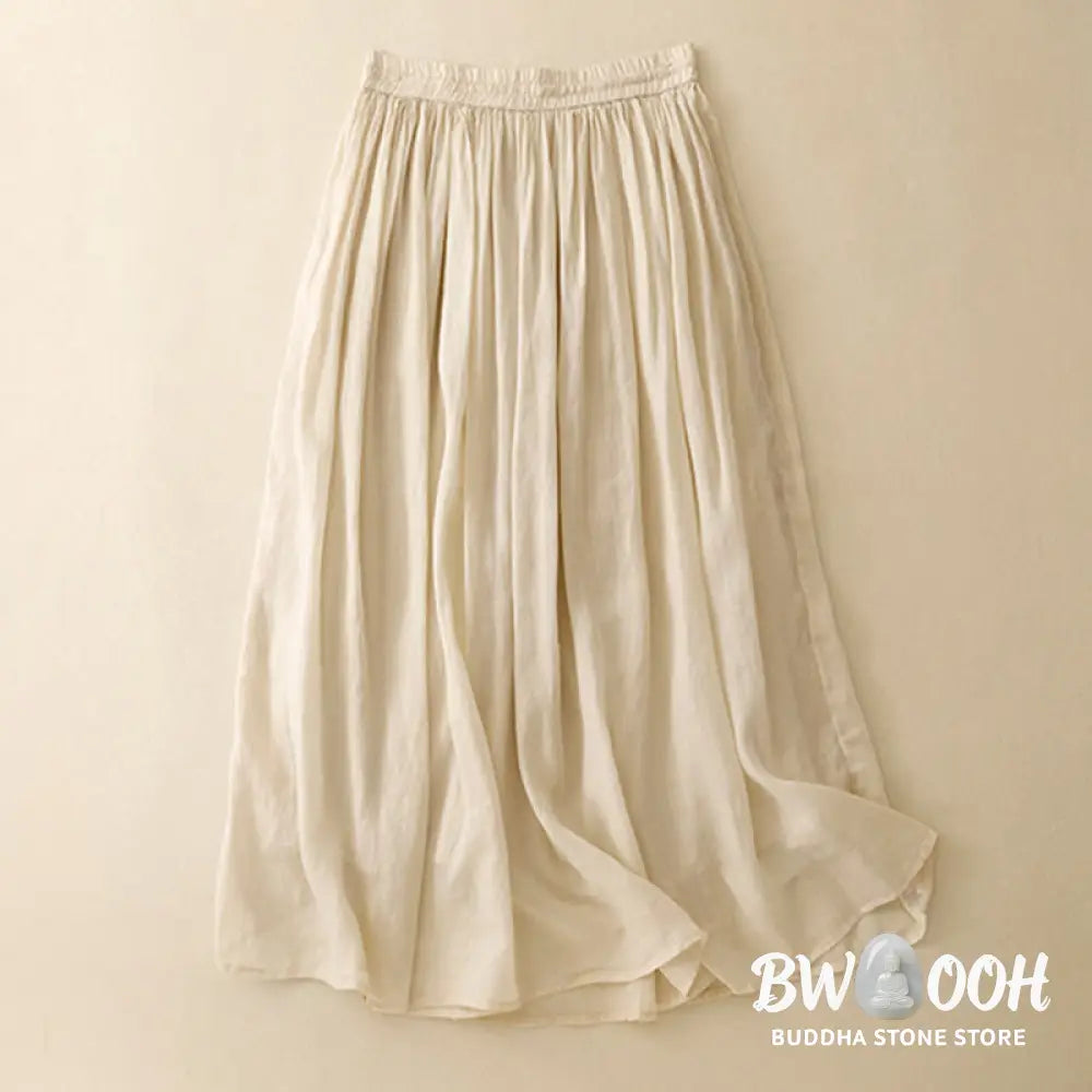Buddha Stones Summer Solid Color Elastic Waist Drawstring Women’s Skirt - Skirt