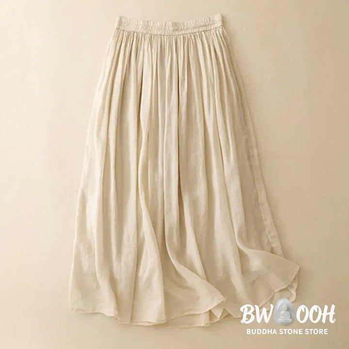 Buddha Stones Summer Solid Color Elastic Waist Drawstring Women’s Skirt - Skirt