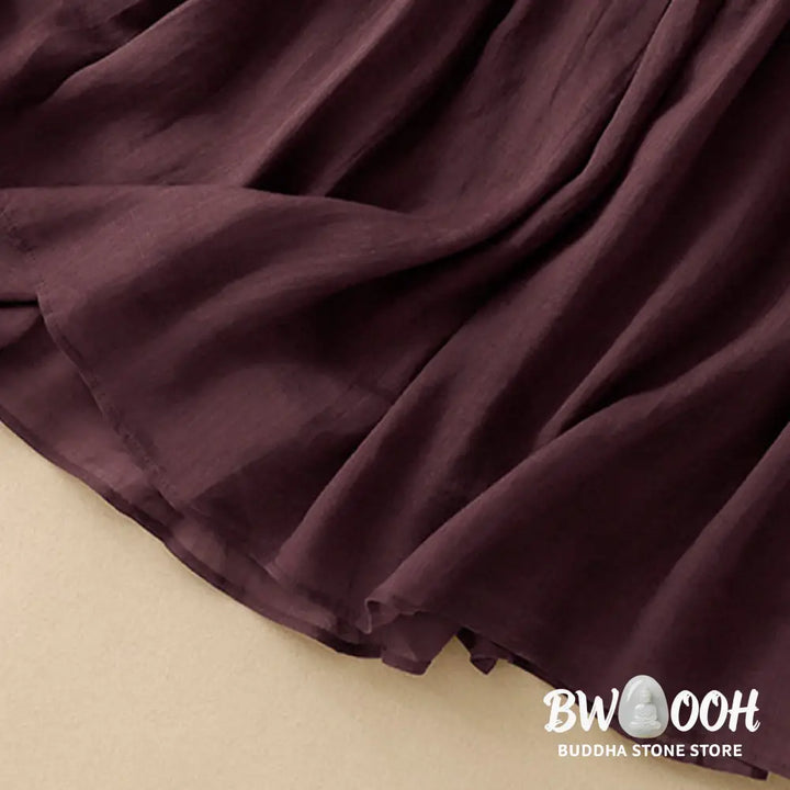 Buddha Stones Summer Solid Color Elastic Waist Drawstring Women’s Skirt - Skirt