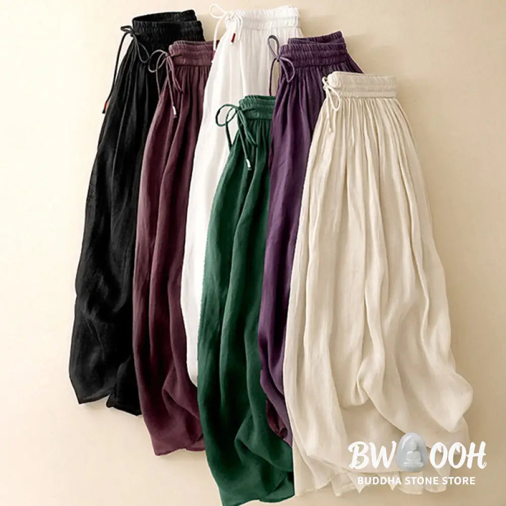 Buddha Stones Summer Solid Color Elastic Waist Drawstring Women’s Skirt - Skirt