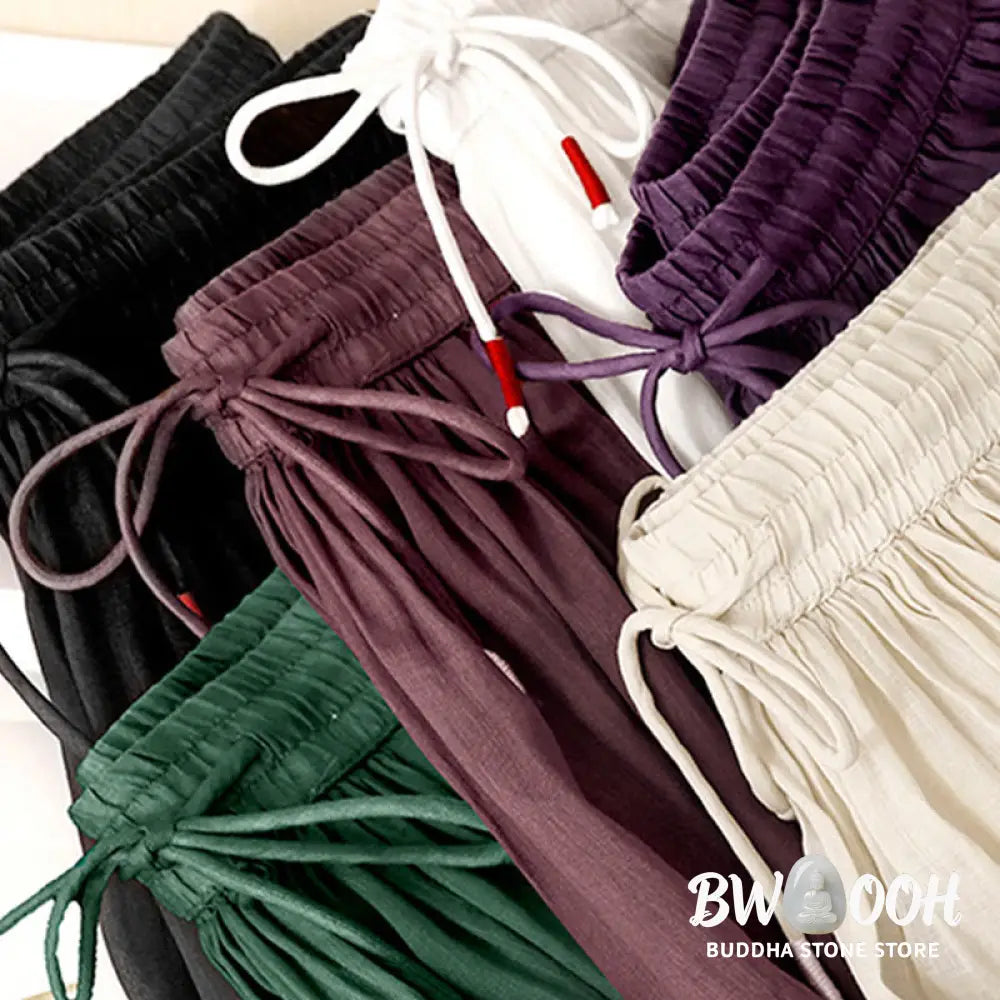 Buddha Stones Summer Solid Color Elastic Waist Drawstring Women’s Skirt - Skirt