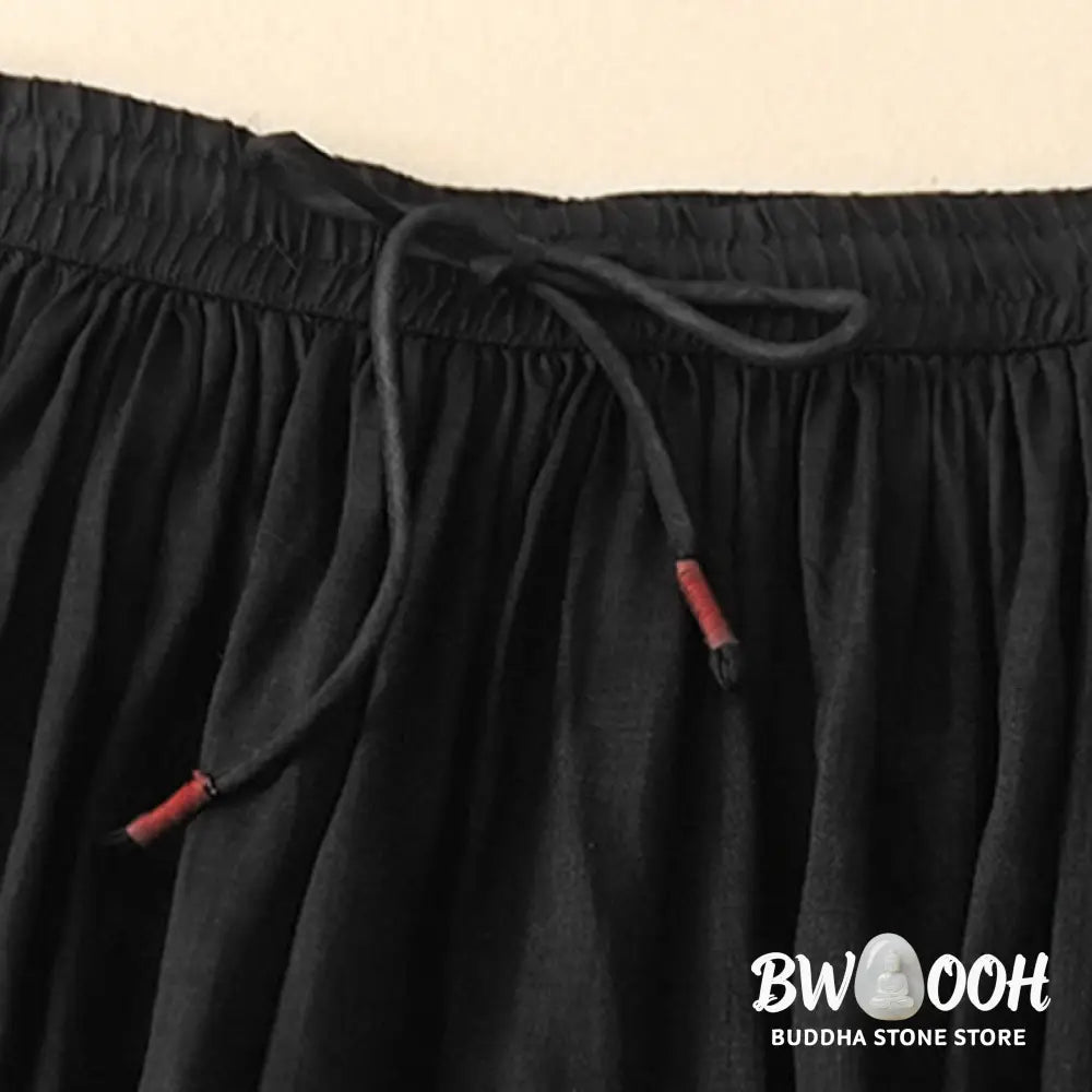 Buddha Stones Summer Solid Color Elastic Waist Drawstring Women’s Skirt - Skirt