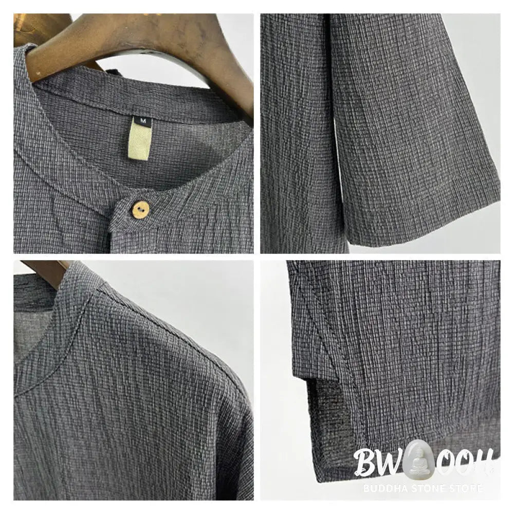 Buddha Stones Summer Solid Color Men Short Sleeve Button Shirt - Men’s Shirts