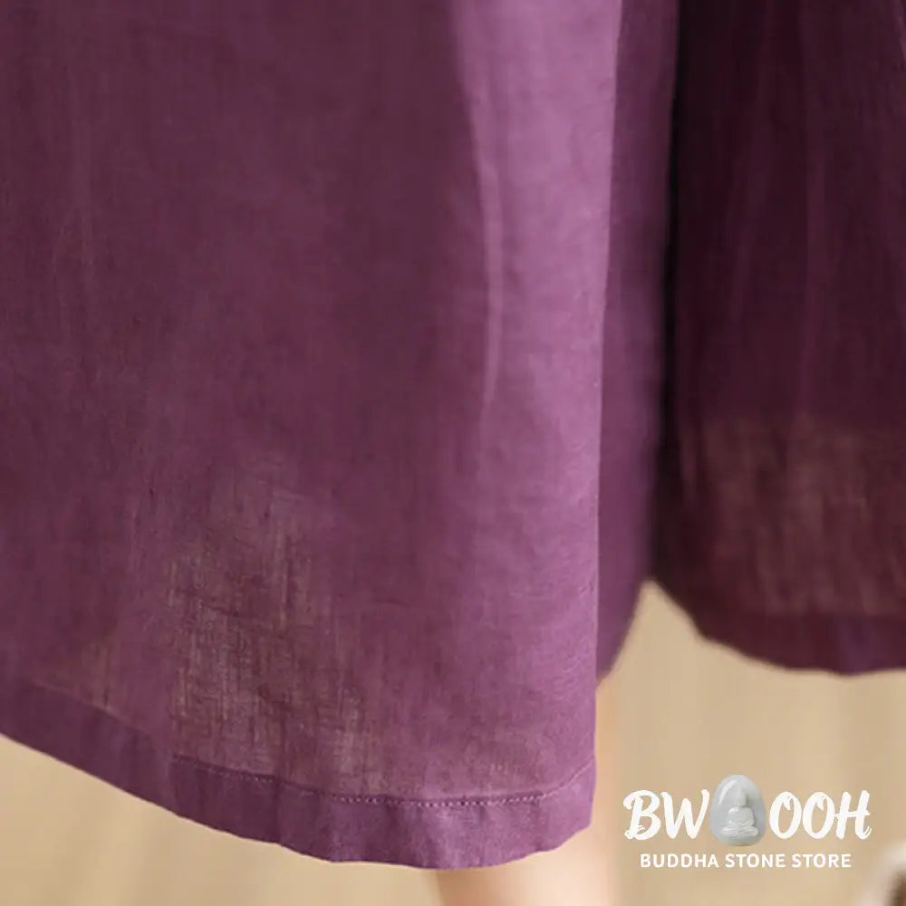 Buddha Stones Summer Solid Color Patchwork Simple Design Women’s Cotton Wide Leg Cropped Pants With Pockets - Women’s