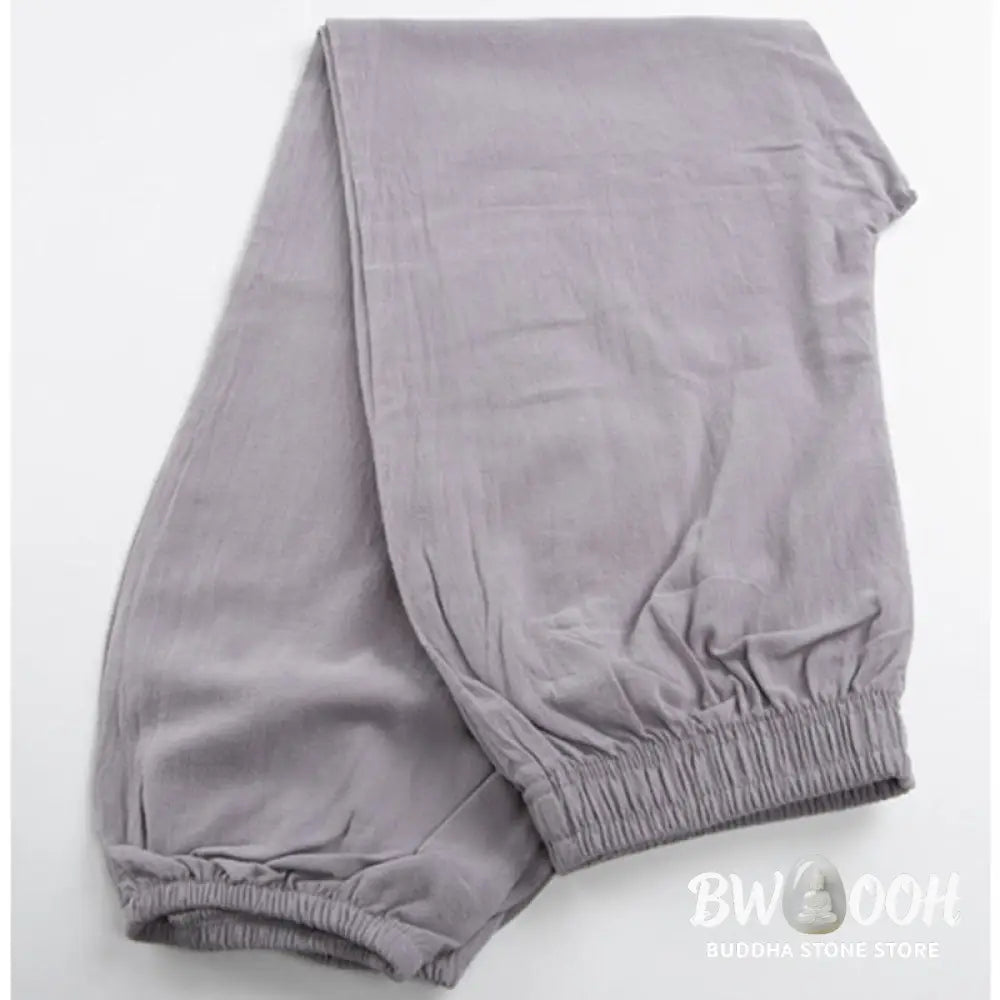 Buddha Stones Summer Solid Color Unisex Elastic Waist Tai Chi Qigong Practice Pants With Pockets - Unisex Pants