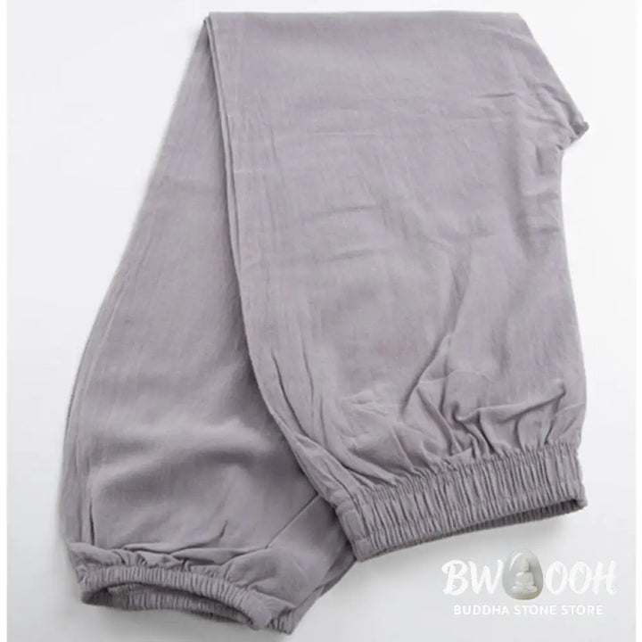 Buddha Stones Summer Solid Color Unisex Elastic Waist Tai Chi Qigong Practice Pants With Pockets - Unisex Pants