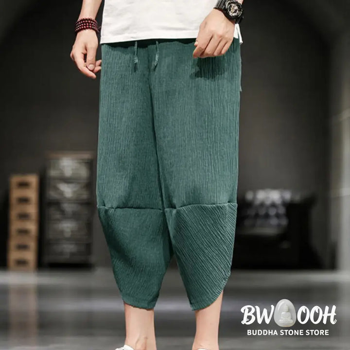 Buddha Stones Summer Solid Men’s Cropped Pants With Pockets - Men’s Pants