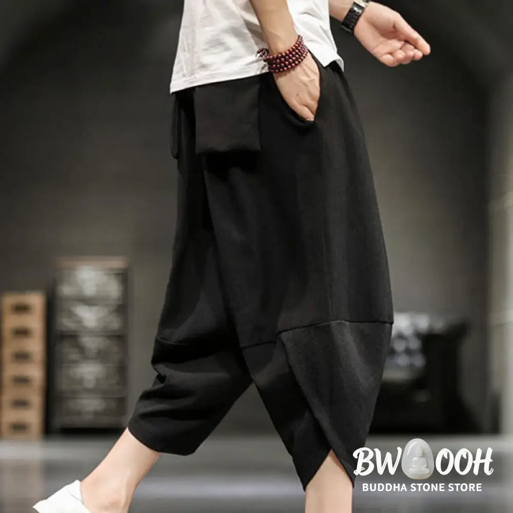 Buddha Stones Summer Solid Men’s Cropped Pants With Pockets - Men’s Pants
