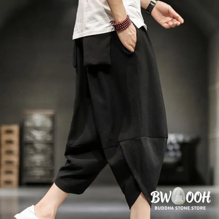 Buddha Stones Summer Solid Men’s Cropped Pants With Pockets - Men’s Pants
