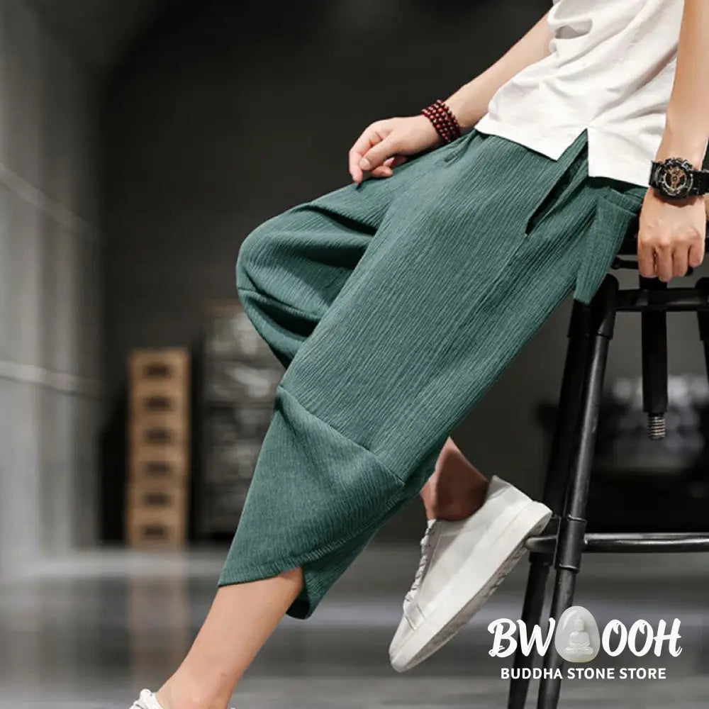 Buddha Stones Summer Solid Men’s Cropped Pants With Pockets - Men’s Pants