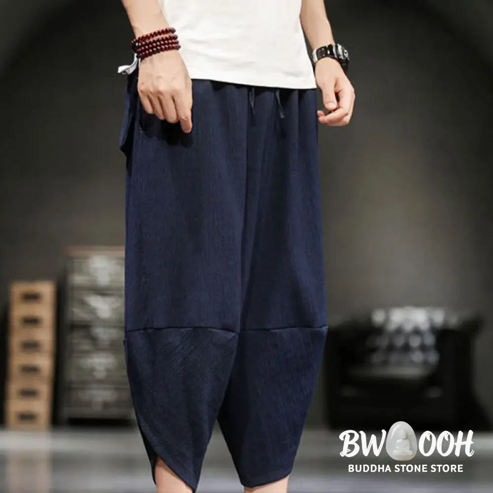 Buddha Stones Summer Solid Men’s Cropped Pants With Pockets - Men’s Pants