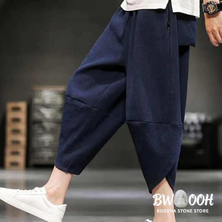Buddha Stones Summer Solid Men’s Cropped Pants With Pockets - Men’s Pants
