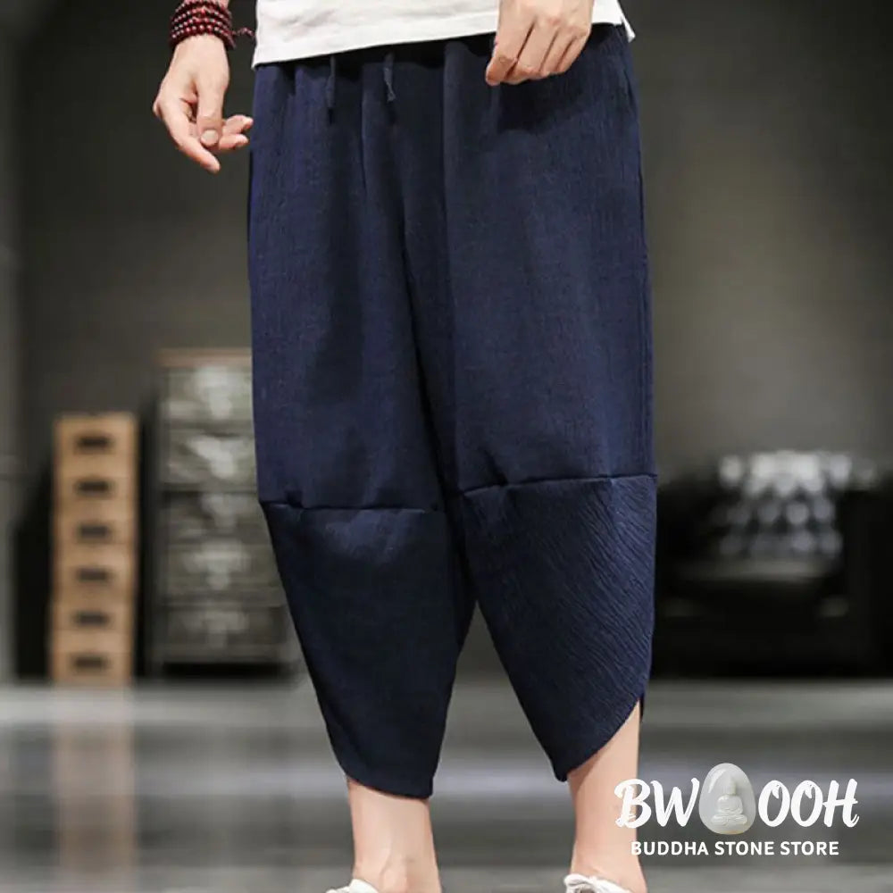 Buddha Stones Summer Solid Men’s Cropped Pants With Pockets - Men’s Pants