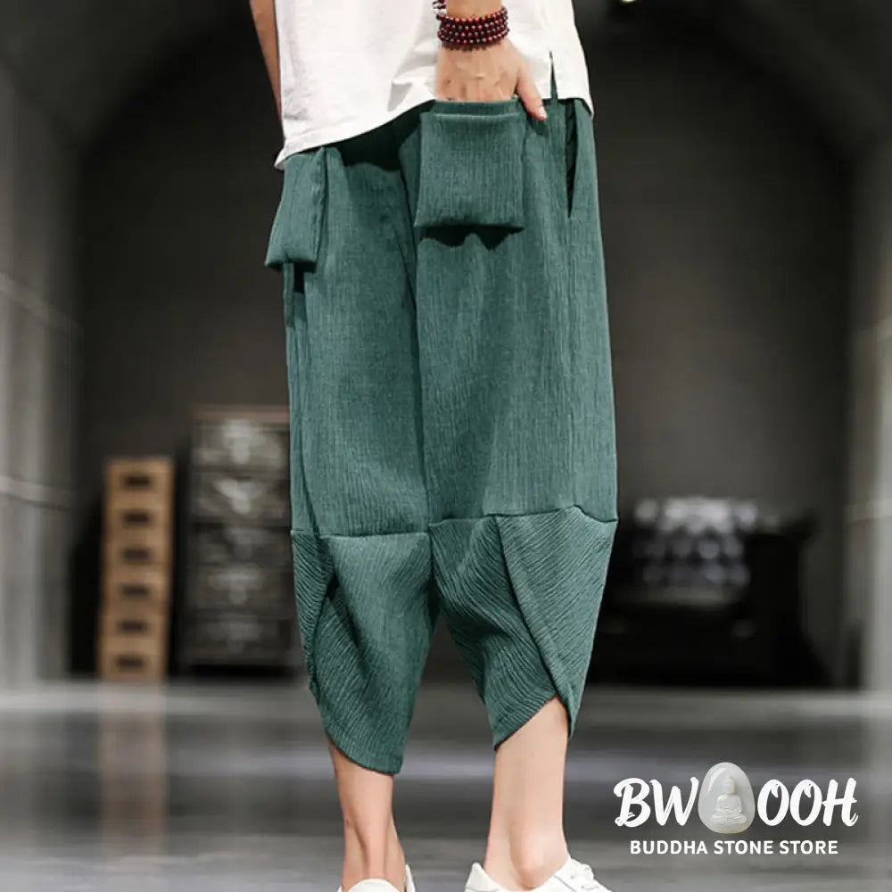 Buddha Stones Summer Solid Men’s Cropped Pants With Pockets - Men’s Pants