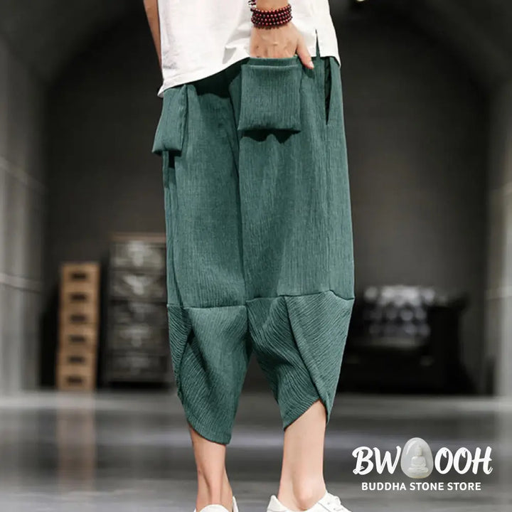 Buddha Stones Summer Solid Men’s Cropped Pants With Pockets - Men’s Pants