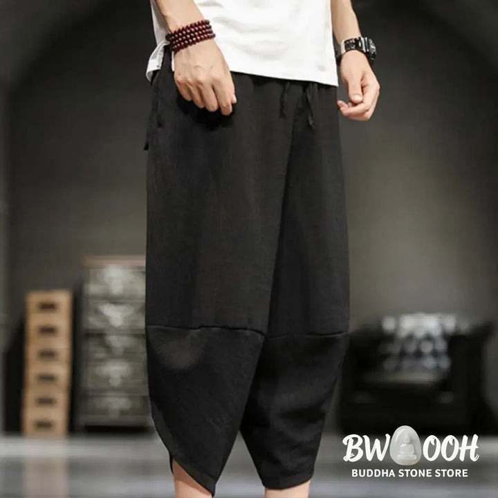 Buddha Stones Summer Solid Men’s Cropped Pants With Pockets - Men’s Pants