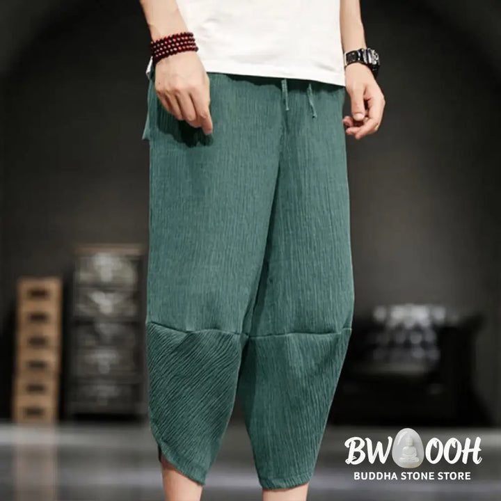 Buddha Stones Summer Solid Men’s Cropped Pants With Pockets - Men’s Pants
