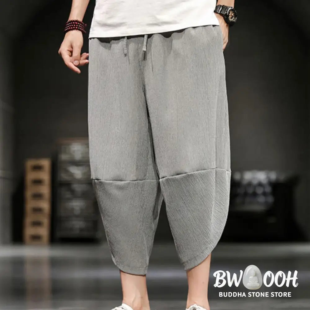 Buddha Stones Summer Solid Men’s Cropped Pants With Pockets - Men’s Pants