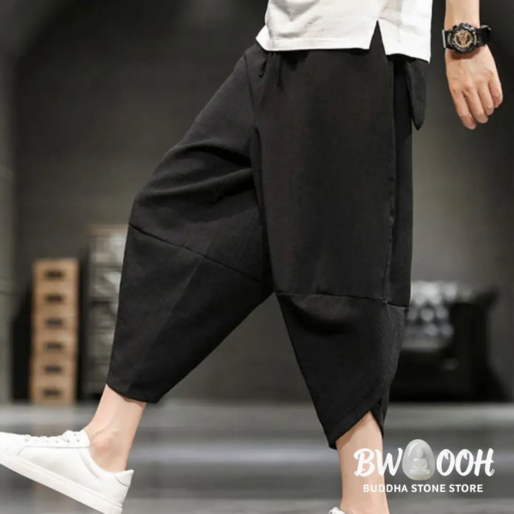 Buddha Stones Summer Solid Men’s Cropped Pants With Pockets - Men’s Pants
