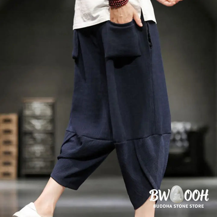 Buddha Stones Summer Solid Men’s Cropped Pants With Pockets - Men’s Pants