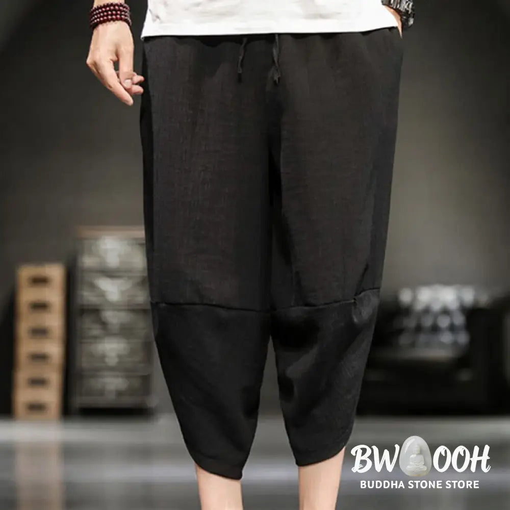Buddha Stones Summer Solid Men’s Cropped Pants With Pockets - Men’s Pants